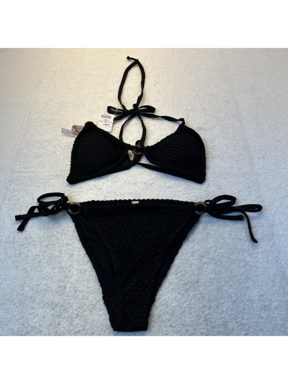 BOZZOLO Crochet Black Bikini Lined Women SZ Med New w/Tags